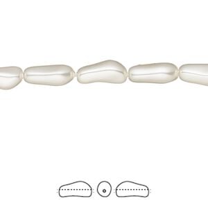 Pearl 10pk white, Crystal Passions&reg; 10x4mm baroque elongated 5844