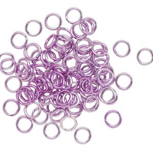 Jump ring 1pkg100 aluminum, 5mm round, 20 gauge / 3.4mm inside diameter / light purple