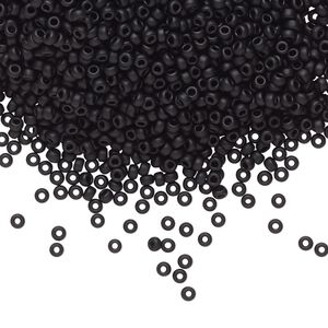 Seed bead, Miyuki, glass, pkg/250g, #11 rocaille, opaque matte black, (RR-401F).