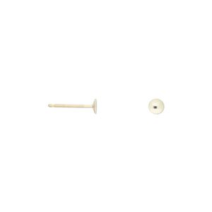 Earstud, 14Kt gold, 3mm cup, fits 4mm bead. Sold per pair.