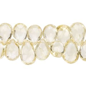 Citrine 1pkg1, hand-cut top-drilled faceted puffed teardrop bead 8 inch 9x6mm-12x9mm