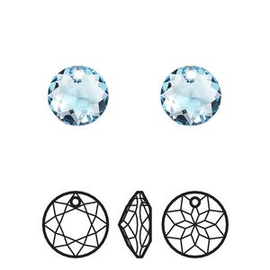 Drop 2pk aquamarine, Crystal Passions&reg; 10mm pendant classic cut 6430