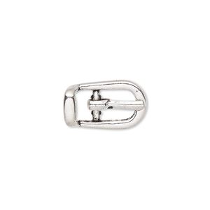 Clasp buckle 1pkg4 "pewter" (zinc alloy), 18x11mm, antique silver-finished 1-strand