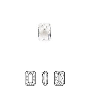 Drop 72pk crystal, Swarovski&reg; 9x6mm pendant emerald cut 6435