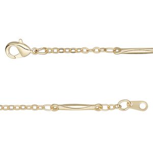 Chain 1pkg1 bar & link, 2mm / lobster claw clasp, gold-finished brass 24 inch