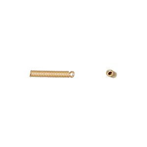 Cord coil, gold-plated brass, 11x2mm with loop. Sold per pkg of 100.