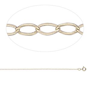 Chain 1pkg1 14Kt gold cable, 1mm oval / springring clasp, Gossamer&trade; 24 inch
