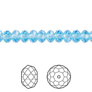 Bead 144pk aquamarine, Crystal Passions&reg; 6x4mm rondelle 5040