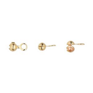 Bead tip side clamp-on 1pkg100 gold-plated, 7x3mm / closed loop, brass / Hot Tips&reg;
