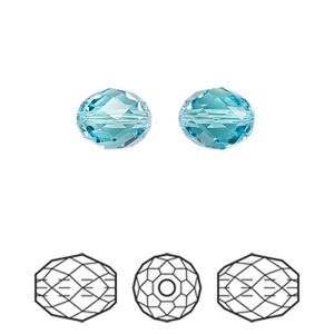 Bead 2pk light turquoise, Crystal Passions&reg; 9.5x8mm olive briolette 5044