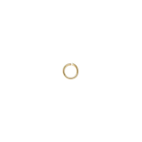 Jump ring 1pkg100 gold-plated, 5mm round, 20 gauge / 3.4mm inside diameter / brass image number 0