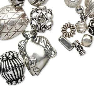 Bead mix 1pkg25g sterling silver, 3-25mm mixed shape