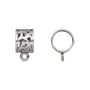 Bead 1pkg1 sterling silver, 11x9mm filigree tube / fits 9mm cord, antiqued JBB Findings