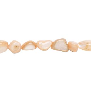 Mother-of-pearl shell 1pkg1, pebble bead 30 inch soft pink small to large