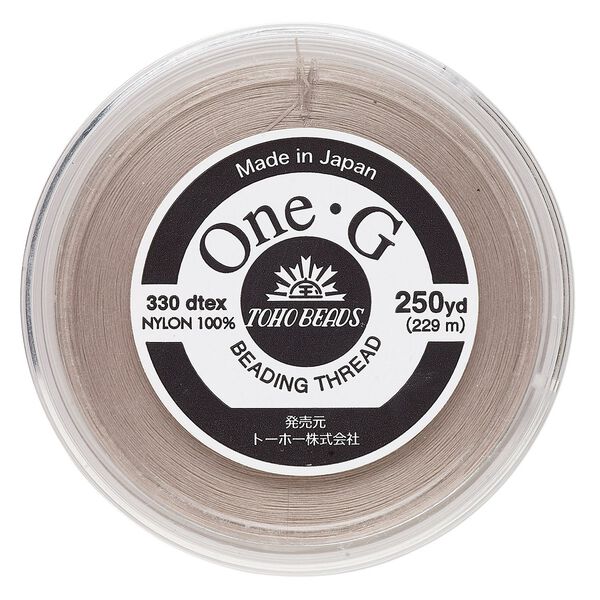 Thread, TOHO BEADS&reg;, One-G&trade; 1pkg250yd, nylon, beige, size 0. image number 0