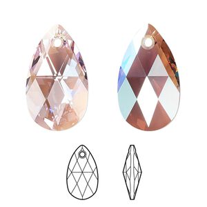 Drop 1pk light amethyst shimmer, Crystal Passions&reg; 22x13mm pendant pear 6106