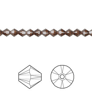Bead 1pkg144 smoked topaz, Crystal Passions&reg; Regenerated 4mm bicone 5328