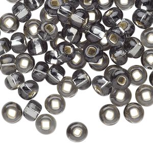 Seed bead, Preciosa Ornela Czech glass, pkg/50g, #2 rocaille, transparent silver-lined grey, (47010).