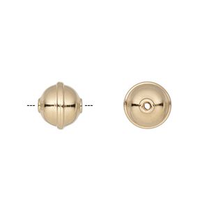 Bead 1pkg20 gold-plated, 10mm rimmed round / bench made style, carbon steel