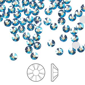 Flat back 144pk denim blue AB foil back, Preciosa MAXIMA Czech crystal rhinestone 3.8-4mm chaton rose round SS16
