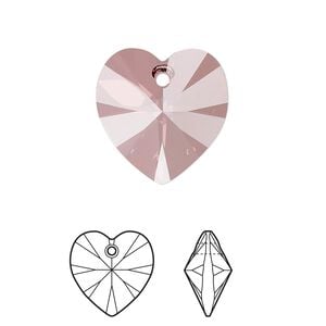 Drop 2pk crystal antique pink, Crystal Passions&reg; 18mm pendant heart 6228