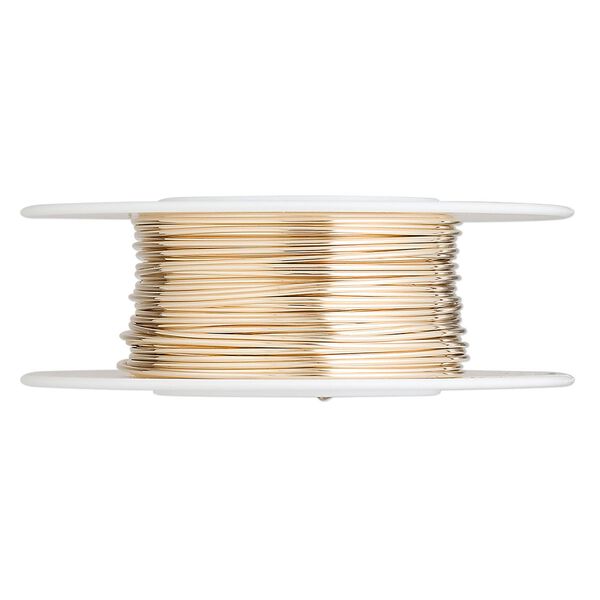 Wire, 12Kt gold-filled, half-hard round, 22 gauge. Sold per 25-foot spool. image number 0