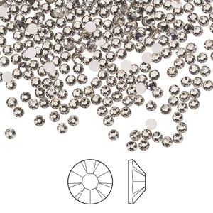 Flat back 1440pk black diamond foil back, Preciosa MAXIMA Czech crystal rhinestone 2.1-2.3mm chaton rose round SS7