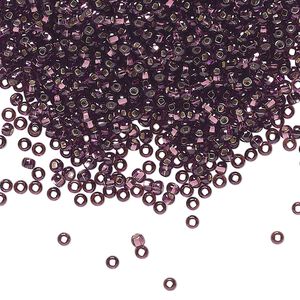 Seed bead, Preciosa Ornela Czech glass, pkg/50g, #11 rocaille, transparent silver-lined amethyst, (27060).