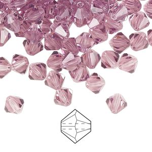 Bead 144pk light amethyst, Preciosa Czech crystal 6mm bicone
