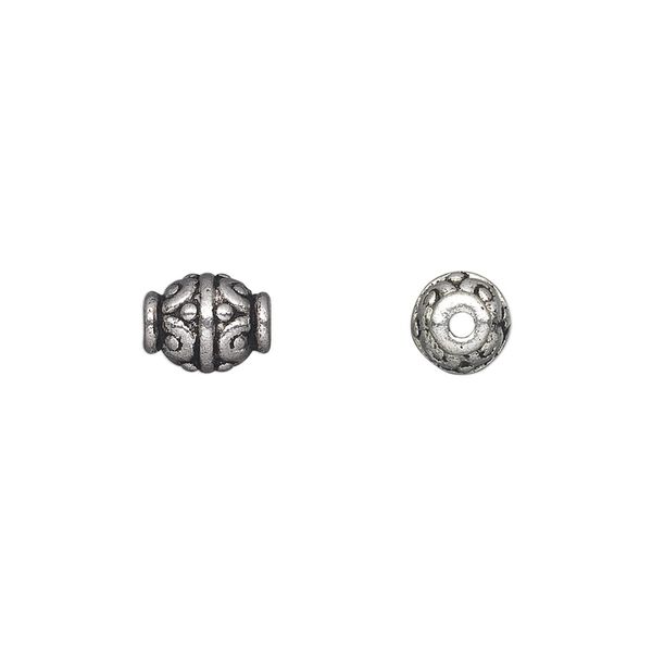 Bead 1pkg20 silver-plated "pewter", 9x7mm oval, antique image number 0