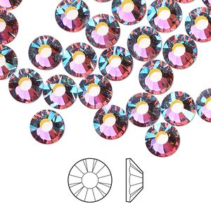 Flat back 12pk mesmera AB foil back, Preciosa MAXIMA Czech crystal rhinestone 7.0-7.3mm chaton rose round SS34
