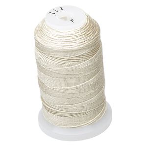 Thread, Purely Silk&trade;, 3-ply, ecru, size F. Sold per 140-yard spool.