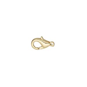 Clasp lobster claw 1pkg500 gold-plated, 10x6mm, brass 1-strand