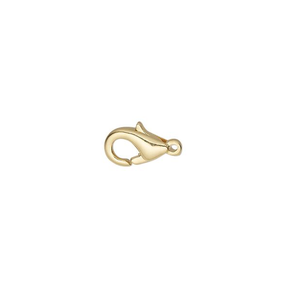 Clasp lobster claw 1pkg500 gold-plated, 10x6mm, brass 1-strand image number 0