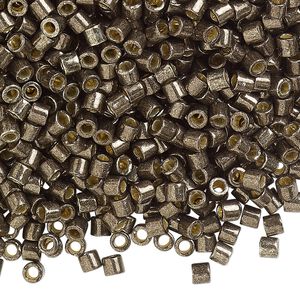Seed bead, Delica&reg; 1pkg250g glass, #8 round, Duracoat&reg; opaque galvanized pewter / outside dyed (DBL-1852)