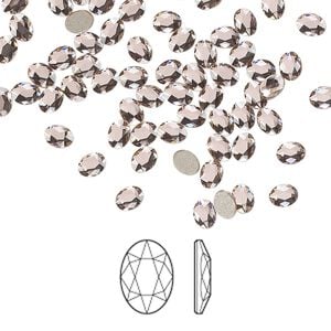 Flat back 12pk vintage rose foil back, Crystal Passions&reg; 4x3mm oval 2603