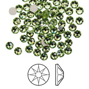 Flat back 1440pk peridot foil back, Swarovski&reg; 3.8-4mm rose round SS16 2088