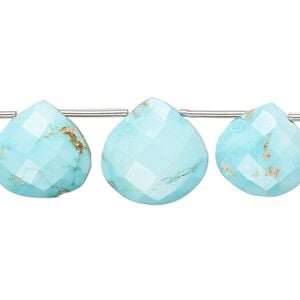 Imperial crown turquoise 1pkg5, hand-cut top-drilled faceted puffed teardrop bead natural 13-18mm
