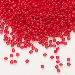 Seed bead, Dyna-Mites&trade;, glass, pkg/40g, #11 round, opaque red, (735 11/0 RR).