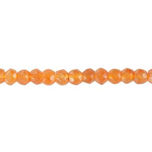 Carnelian 1pkg1, hand-cut faceted round bead 13 inch 5-6mm