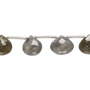 Labradorite 1pkg13, hand-cut top-drilled faceted puffed teardrop bead natural 9-13mm