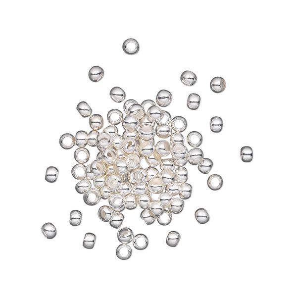 Bead 1pkg500 silver-plated, 2.5mm micro round, brass image number 0