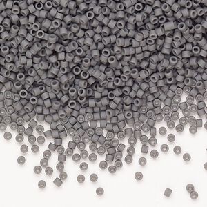 Seed bead, Miyuki Delica&reg;, glass, pkg/50g, #11 round, opaque matte glazed luster dark grey.