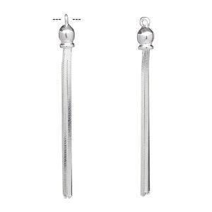 Focal, sterling silver, 36x3.5mm tassel. Sold individually.