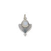 Drop 1pkg1, antiqued sterling silver and rainbow moonstone (natural), 14x11.5mm fan image number 1