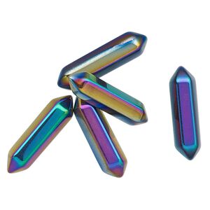 Hemalyke&trade; 1pkg5, electroplated undrilled double-terminated point drop 23x6mm-25x6mm
