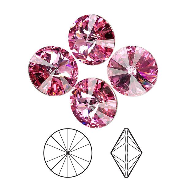 Chaton 48pk rose foil back, Crystal Passions&reg; 14mm rivoli 1122 image number 0