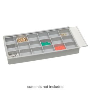 Storage box, 18-compartment, 7-1/2 inches long by 3-3/4 inches wide by 7/8 inch deep, sold individually.