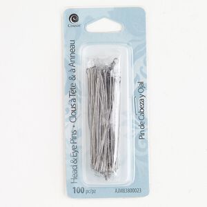 Head pin / eye pin mix 1pkg100 gunmetal-finished, 2 inch, 21 gauge steel