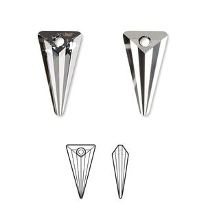 Drop 6pk crystal silver night, Crystal Passions&reg; 18x10mm pendant spike 6480